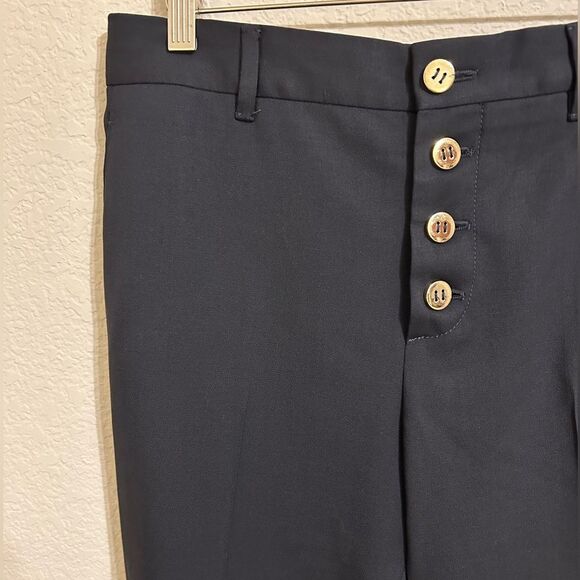 Prada Stretch Wool Trousers with Sailor Button Detail in Black, Size 44 (US 8) - Picture 6 of 11